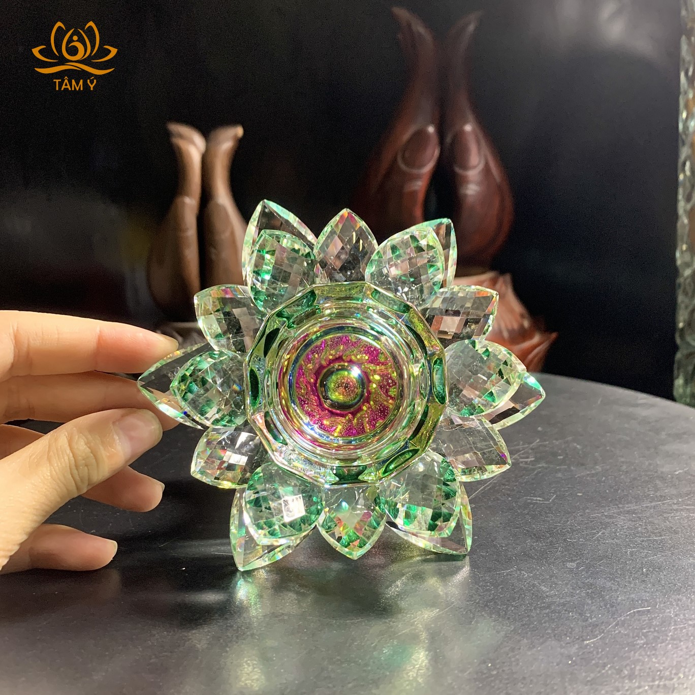 ĐẾ NẾN HOA SEN PHA LÊ CHÂN CAO