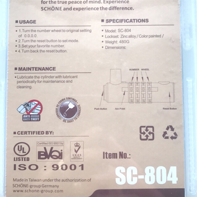 Schone Sc804 Digital Lock, Lock Lever Length 195mm
