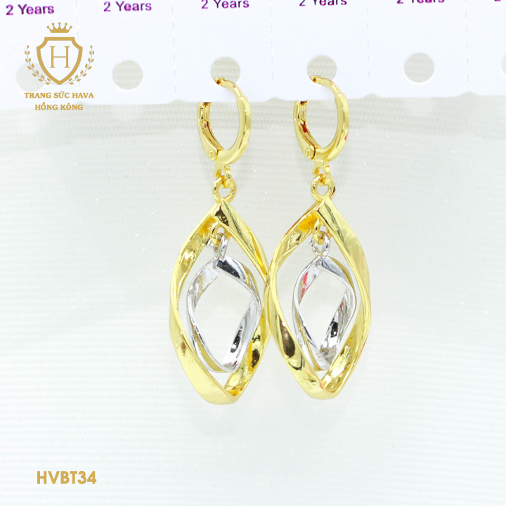 Hava Hong Kong gold plated titanium diamond long drop earrings women stud earrings two colors-jewelry