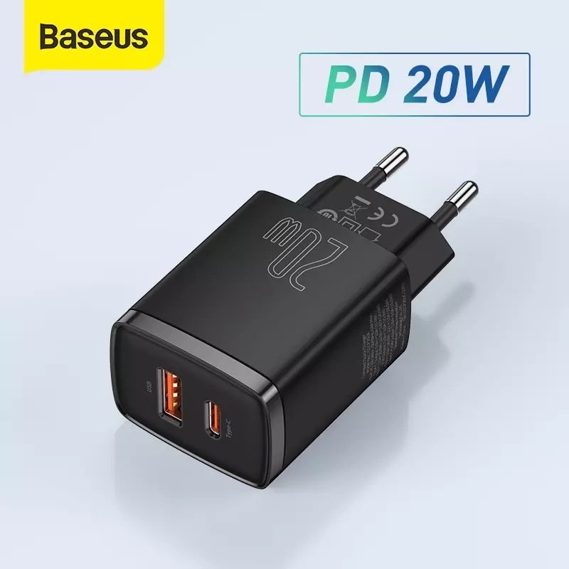 Củ sạc nhanh siêu nhỏ gọn baseus compact quick charger 20w usb + type c , 20w pd/qc 3.0