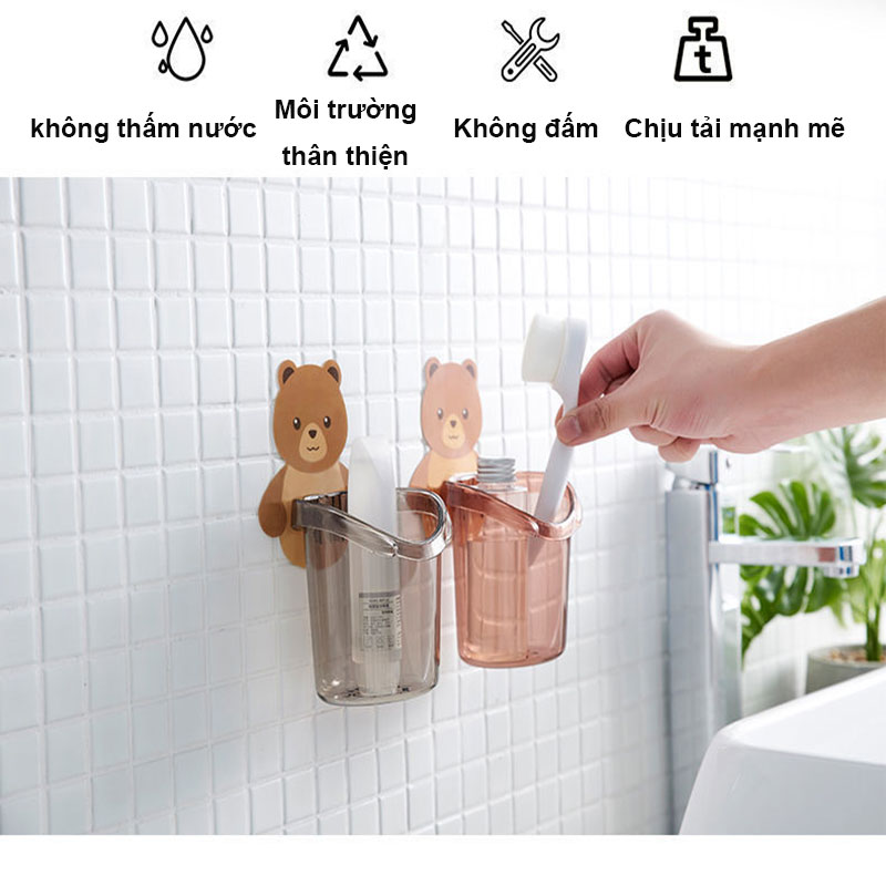 Toothbrush cup, Toothbrush wall bear cup, toothpaste brown bear cup