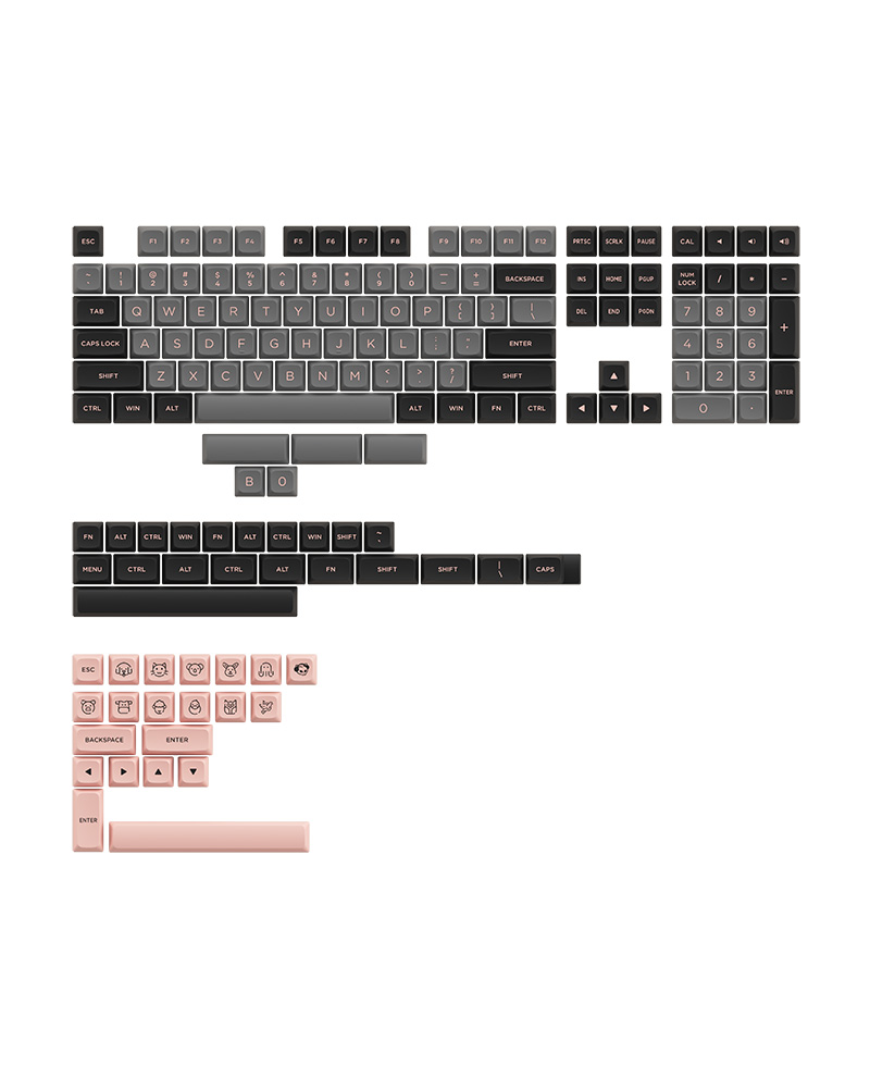 Bộ keycap AKKO Black Pink (PBT Double-Shot/ ASA Low profile/ 155 nút)