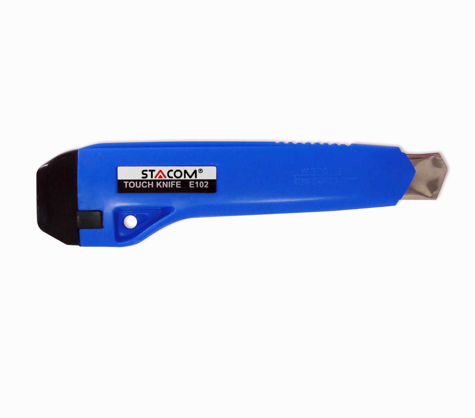 Dao Rọc Giấy Công Nghiệp STACOM Kèm 01 Lưỡi Phụ - Lưỡi  Cỡ Lớn E102 - 18 x 100 x 0.5 mm - Có bán kèm lưỡi thay