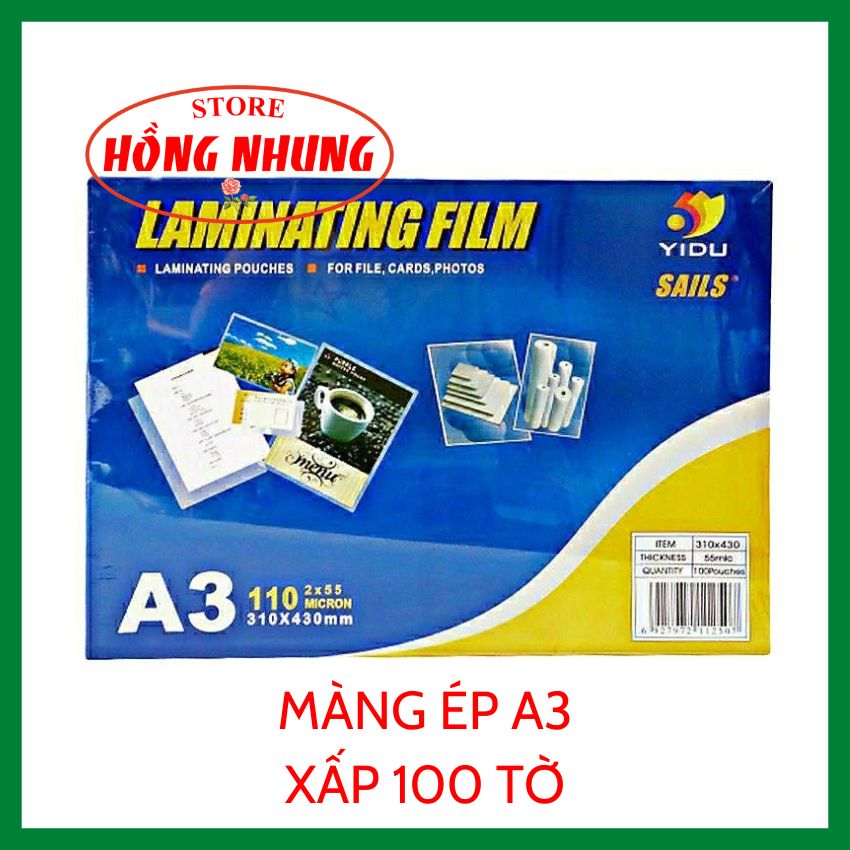 Ép plastic a3 yidu 80 mic xấp 100 cái, giúp lưu trữ, bảo vệ hình ảnh, giấy tờ của bạn không bị hư hỏng