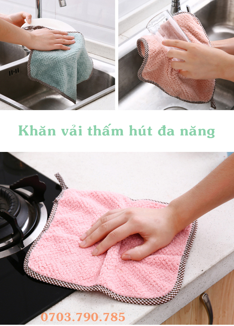 [HCM]COMBO 3 KHĂN VẢI LAU ĐA NĂNG CÓ MÓC TREO