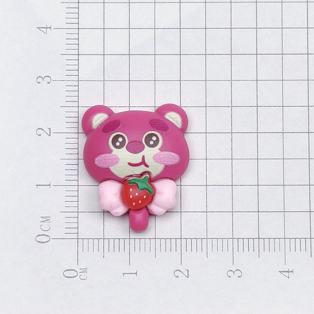 Sticker gắn dép sục Crocs hình gấu hồng Pink Bear Lotso ôm dâu trong suốt