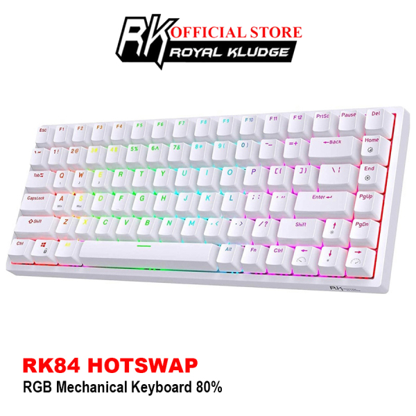RK84 RGB HOTSWAP - Bàn phím cơ Bluetooth Royal Kludge RK84 RGB 84 phím kết nối 3 chế độ Có dây/Bluetooth/Receiver 2.4G - Hãng phân phối chính thức