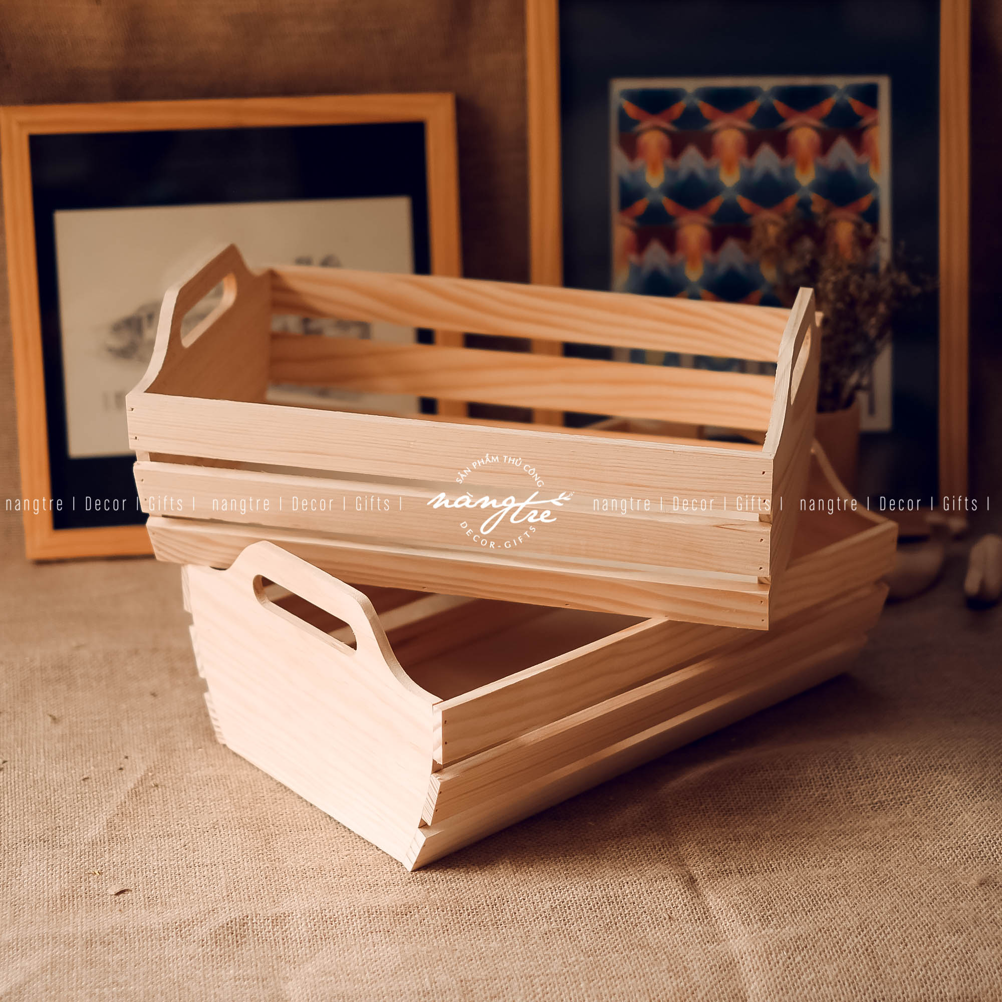 [HCM]Khay gỗ pallet đựng quà/ Khay gỗ trái cây