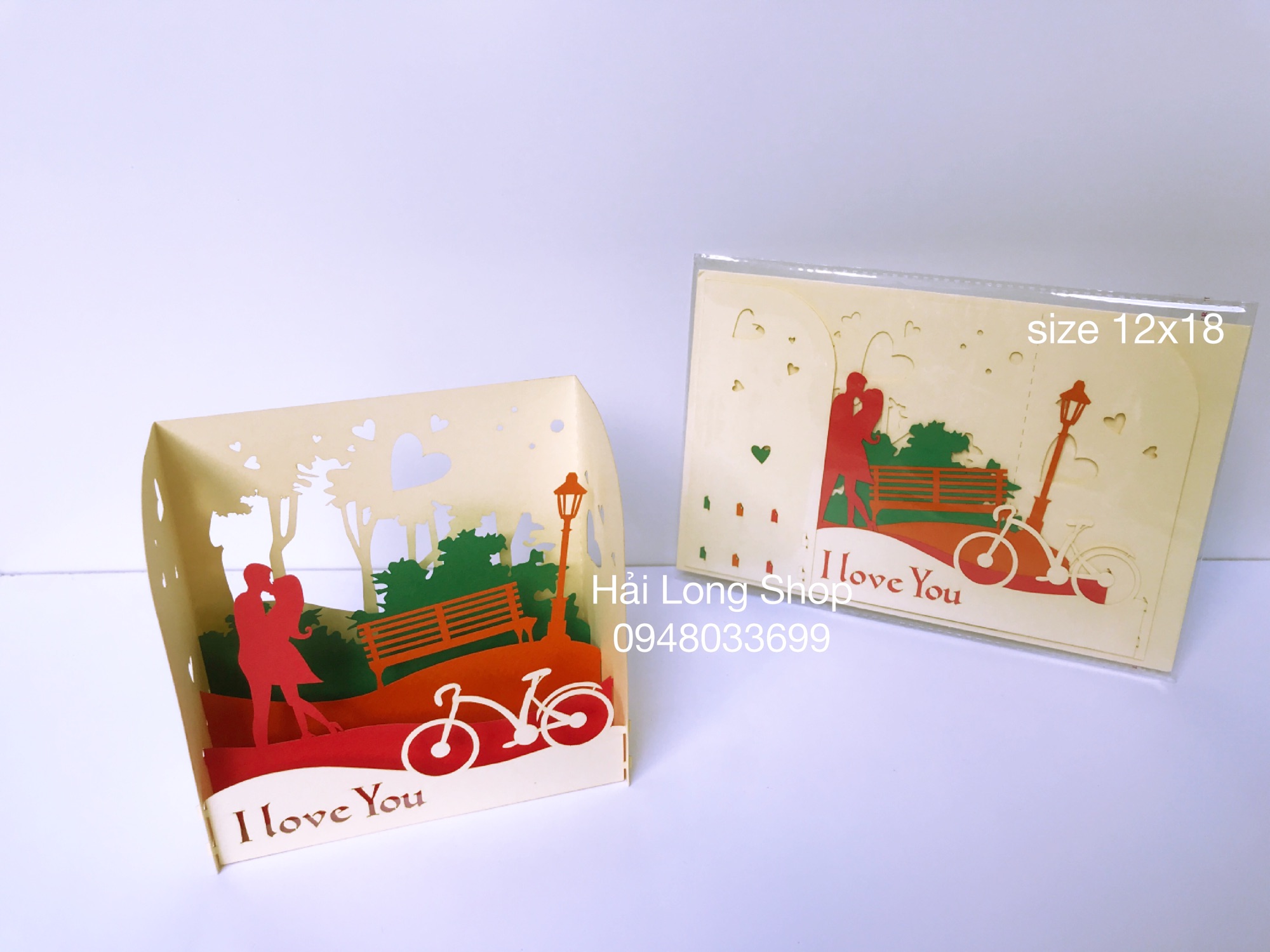 Hộp Tình Yêu 8 ( xe đạp + ghế đá )  - Love - Thiệp 3D