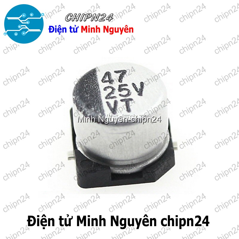 [5 con] (K294) Tụ nhôm 47uF 25V 6.3x5.4mm (SMD Dán) - HH003002