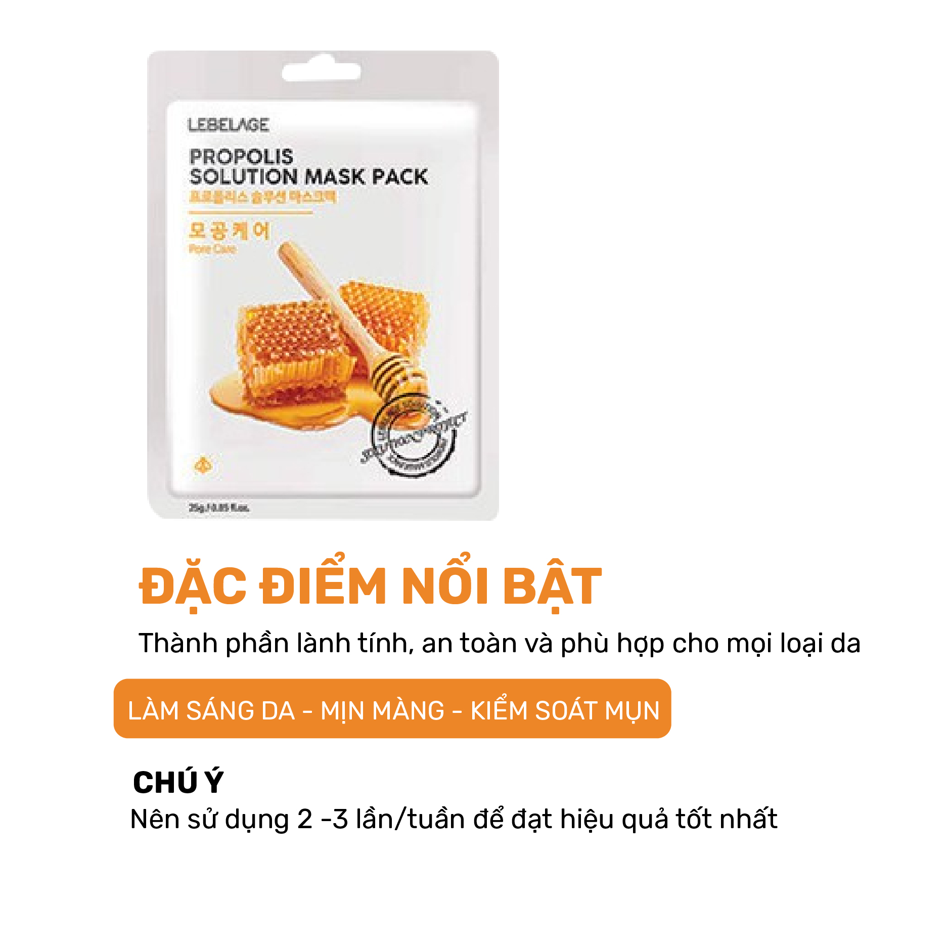 Combo 2 Miếng Mặt Nạ Cung Cấp Dinh Dưỡng Phục Hồi Da Lebelage Propolis Solution Mask Pack