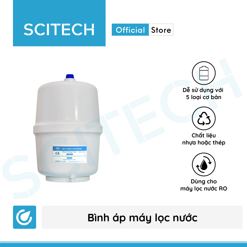 [HCM]Bình áp máy lọc nước (Bình áp nhựa hoặc bình áp thép dung tích 8L hoặc 10L) - Scitech Water
