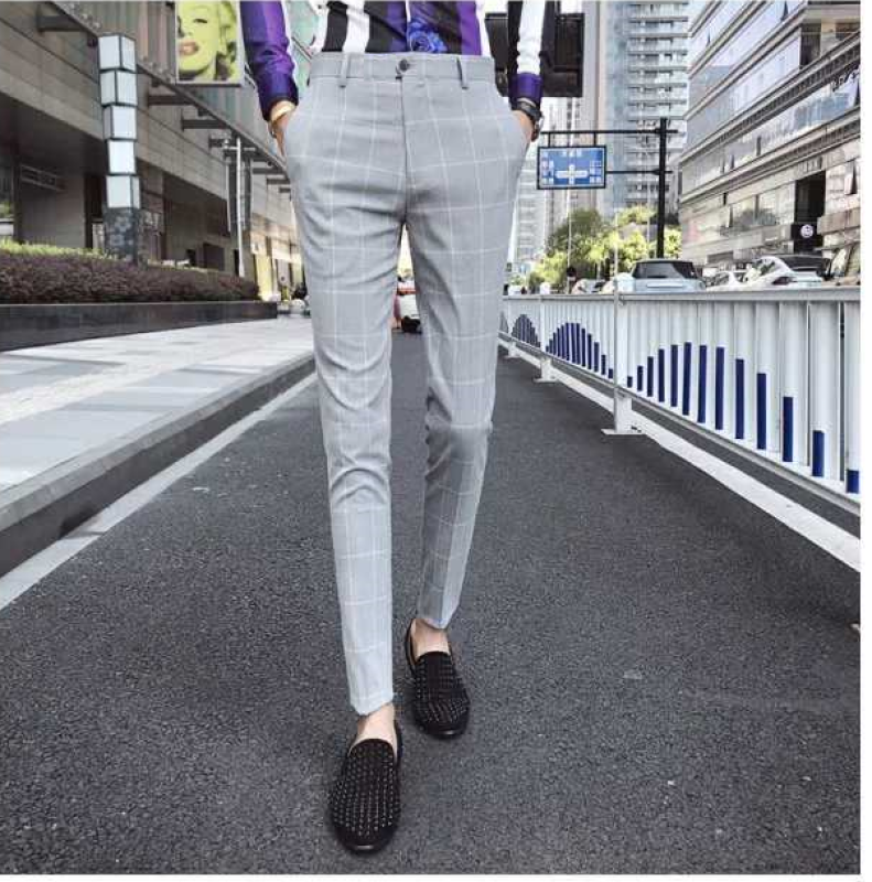 QUẦN TÂY NAM SỌC CARO QUẦN TÂY ÂU NAM ỐNG CÔN DÁNG BODY VẢI CO GIÃN CAO CẤP 3 MÀU