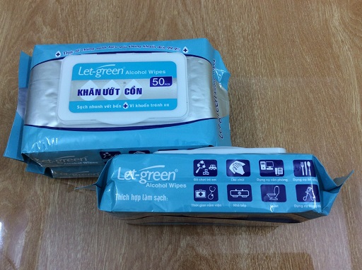 KHĂN ƯỚT CỒN LET GREEN 50 MIẾNG/ BAO
