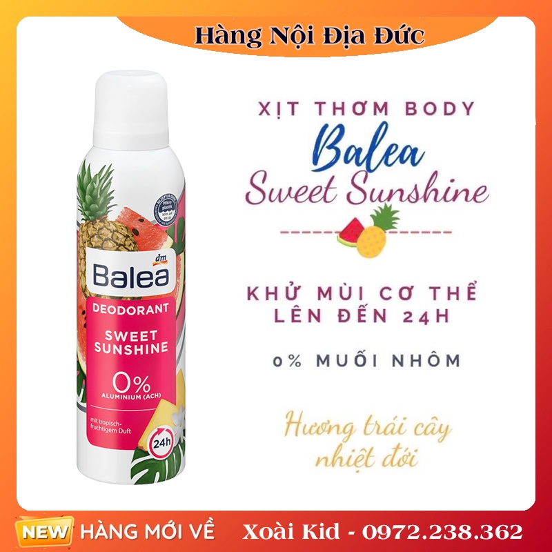 Bộ Kem khử mùi hôi nách Balea Deocreme, xịt khử mùi nách, lăn khử mùi Balea Đức - Date mới Đủ Bill
