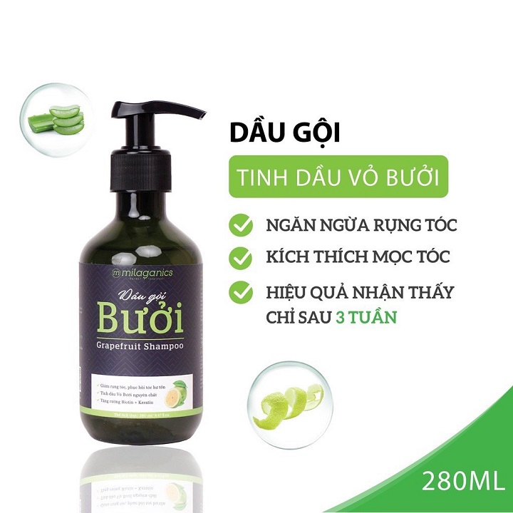 Milaganics - dầu gội bưởi ngừa rụng & kích thích mọc tóc 280ml