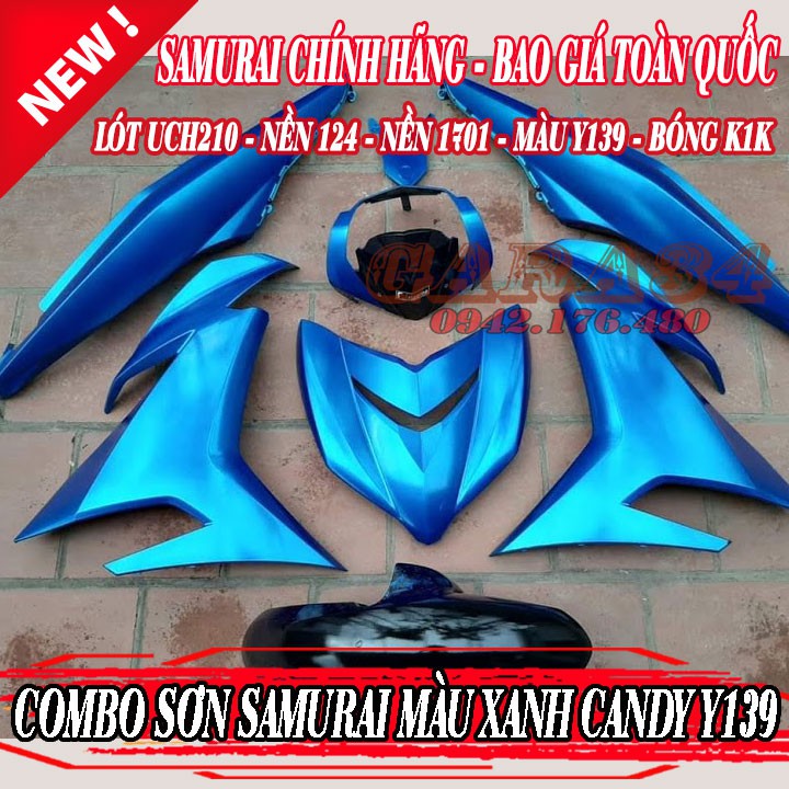 [HCM]COMBO SƠN SAMURAI MÀU XANH DA TRỜI CANDY Y139 4 CHAI