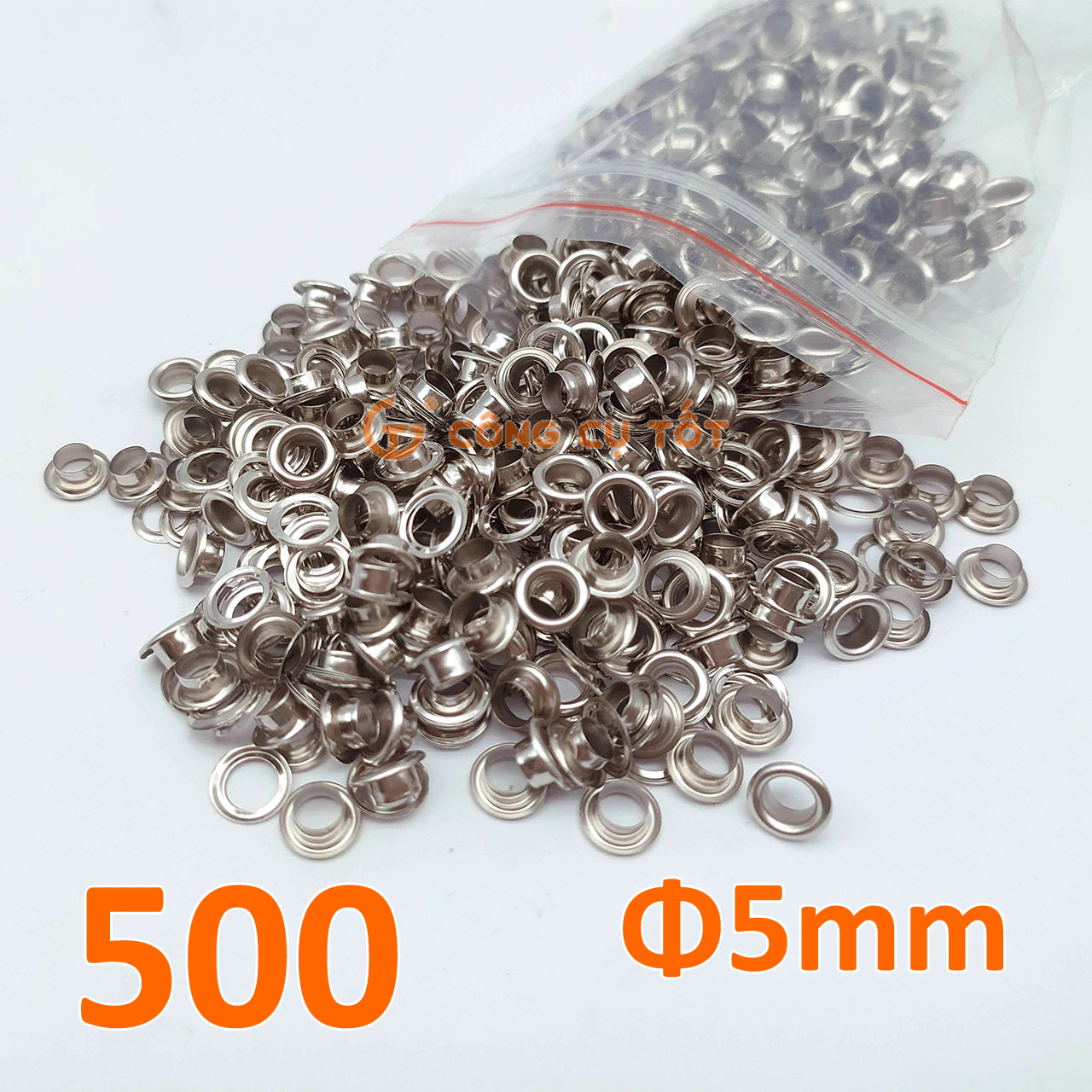 Khoen ore 5mm sắt mạ trắng túi 500pcs