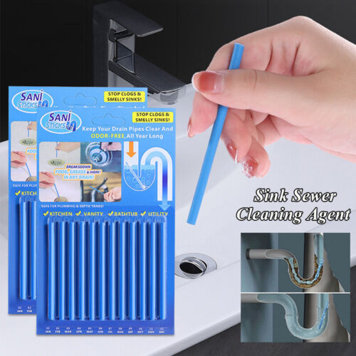 Vỉ 12 que thông cống, thông tắc bồn rửa bát sani sticks - set 12 que thông tắc khử mùi hôi cống thoát nước cực hiệu quả