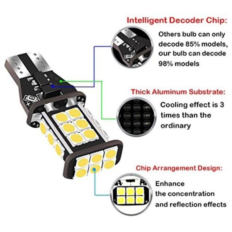 1Pc Error Free 921 912 T10 T15 W16W Led Reverse Light, 24Smd 3030 Led Bulb 1500 Lumens Extremly Bright For Car Led Backup Reverse Lights 12V 24V White