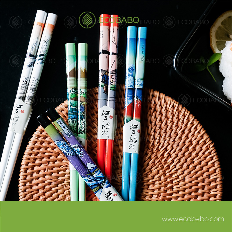 Đũa tre xuất NHẬT kháng khuẩn set 5 đôi - Ecobabo