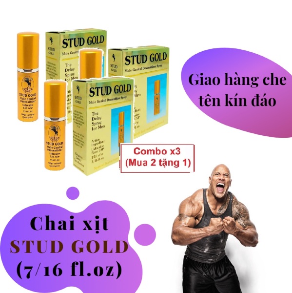 Combo x3 (Mua 2 tặng 1) Chai xịt STUD GOLD cao cấp tăng cường sinh lý nam mạnh mẽ (chai 10ml) - hàng chính hãng 100