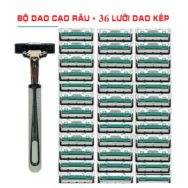 [HCM]SET DAO CẠO RÂU + 36 ĐẦU DAO THAY THẾ (Tặng kèm tuýp kem cạo râu)