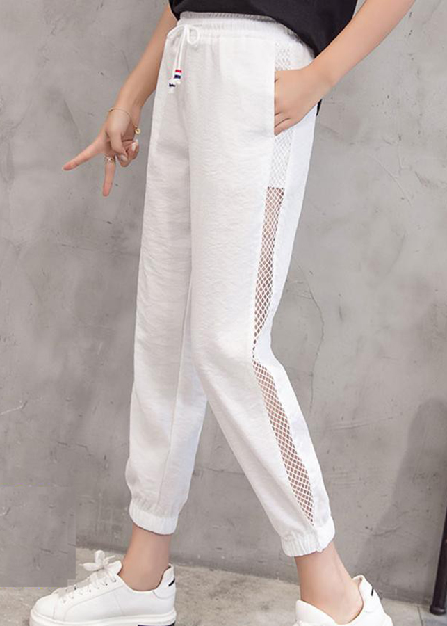 Quần jogger nữ chất đũi gió phối lưới sườn hai bên