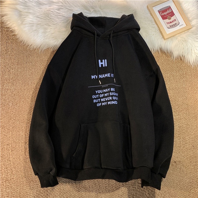 Áo hoodie nam nữ unisex hi my name is nỉ lót bông form rộng