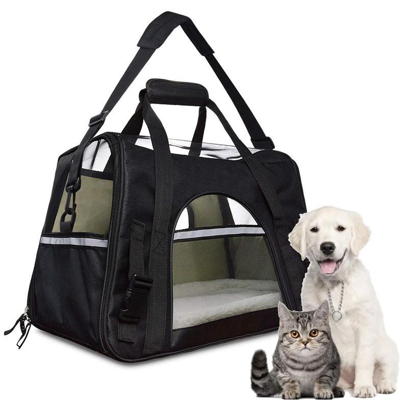Airline Approved Pet Carrier,Waterproof Pet Travel Carrier with Fleece Bedding Soft Sided Portable Tote for Cats and Small Dogs