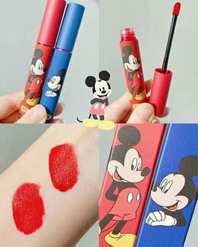 {Tặng son dưỡng}Son kem lì 3CE Tattoo Lip Tint phiên bản chuột Mickey vỏ xanh, đỏ