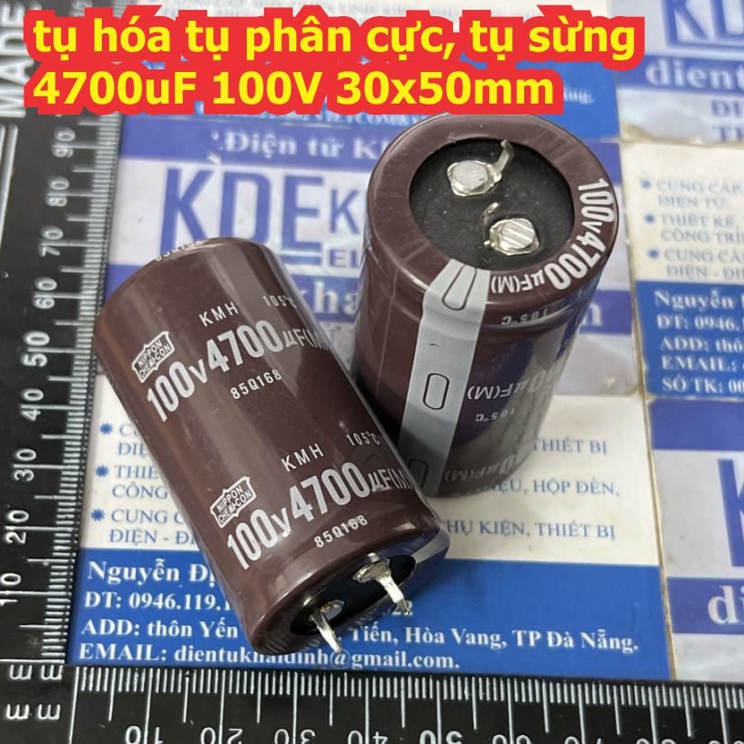 tụ hóa tụ phân cực, tụ sừng 4700uF 100V 30x50mm kde1839