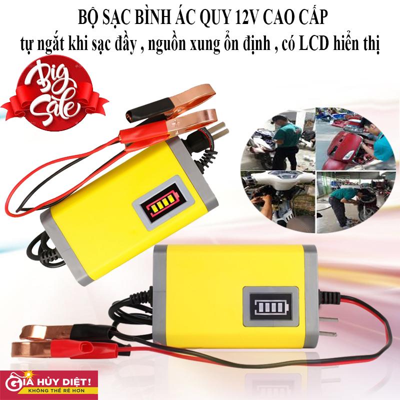 Acquy ô tô xe máy Bộ sạc bình acquy 12v 2A thông minh sạc bình dung lượng ắc quy từ 1Ah- 30Ah có tự 