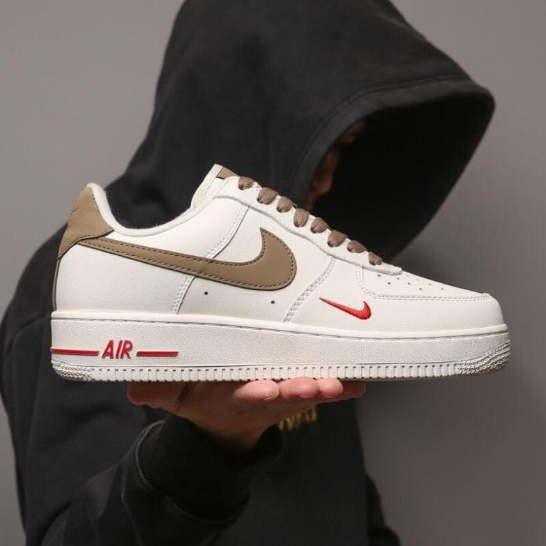 Giày thể thao NIKE AF1 Vệt Nâu, Giày air force 1 low premium white brown bản đẹp 2022 Full box bill tặng kèm dây