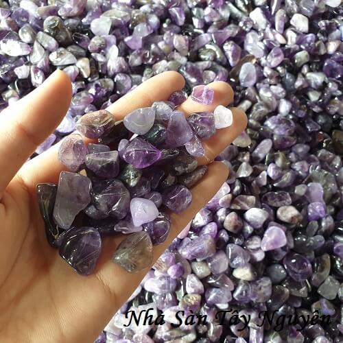 Đá Thạch Anh Vụn Tím Đánh Bóng Phong Thủy. LZ