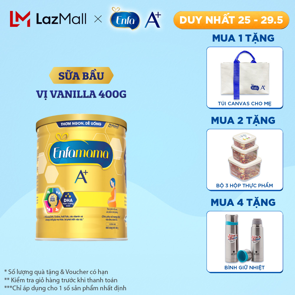 (CHỈ 25-29.5 MUA LÀ CÓ QUÀ-SLCH)  Sữa bầu Enfamama A+ hương Vani 400g