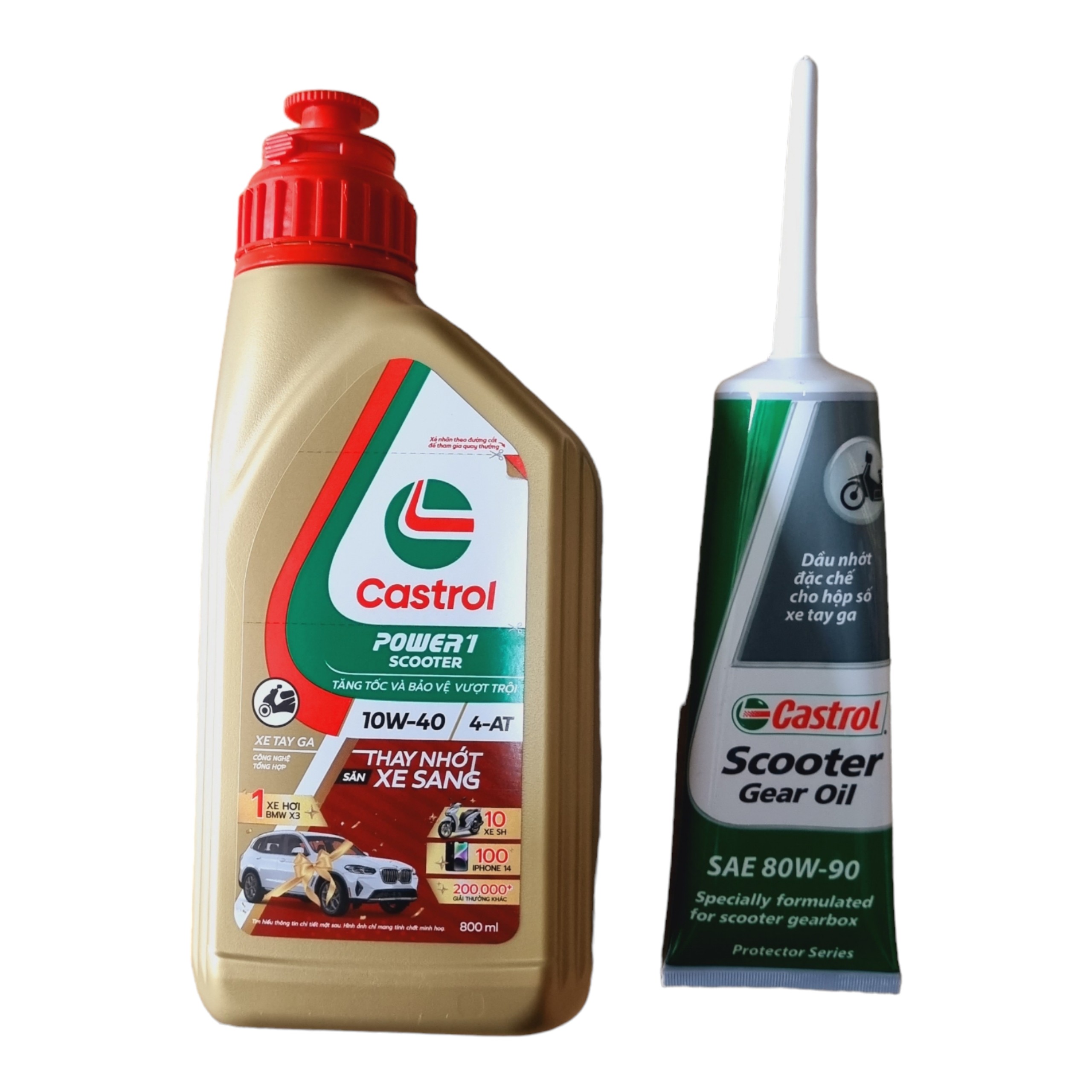 Nhớt tay ga castrol power1 10w-40 0,8l và nhớt láp