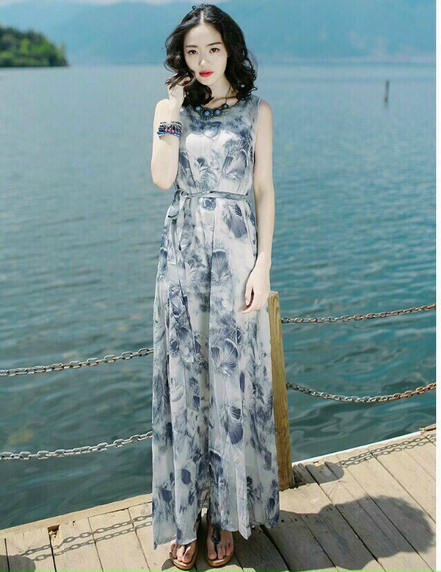 Đầm maxi sát nách cột eo fullsize