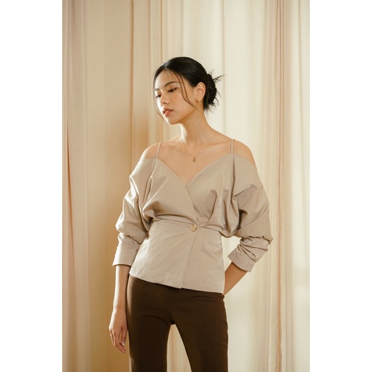 áo Two-Tone Off shoulder Top 2 dây trễ vai