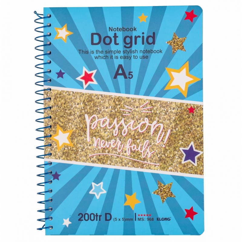 Sổ lò xo đơn ruột chấm Dot Grid A5 - 200 trang; MS 968