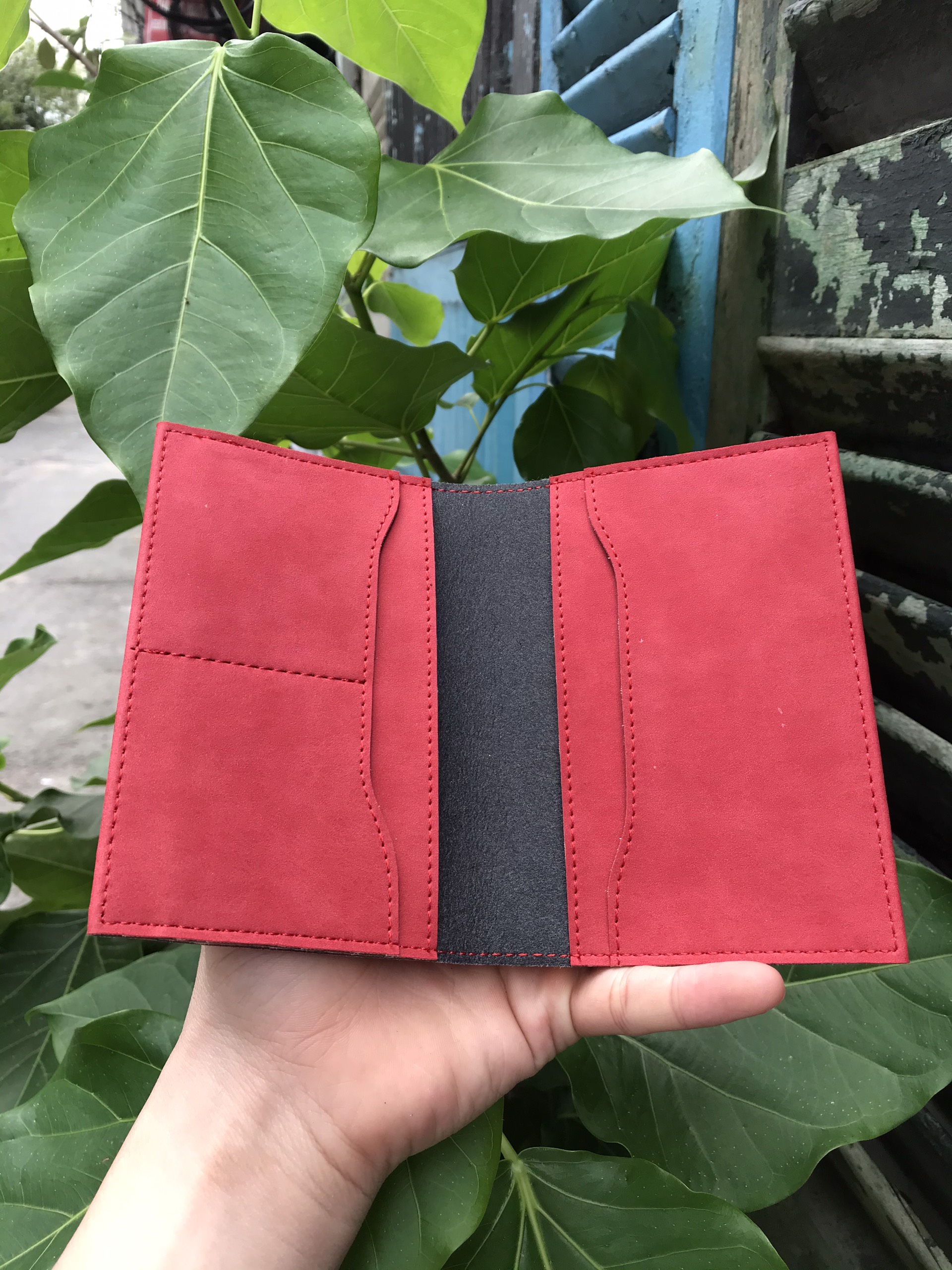 Ví đựng hộ chiếu/cover passport màu đỏ Retro