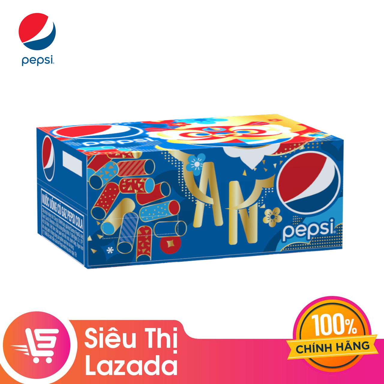 Thùng 24 Lon Nước Ngọt Có Gaz Pepsi 320ml lon - Phiên Bản Tết