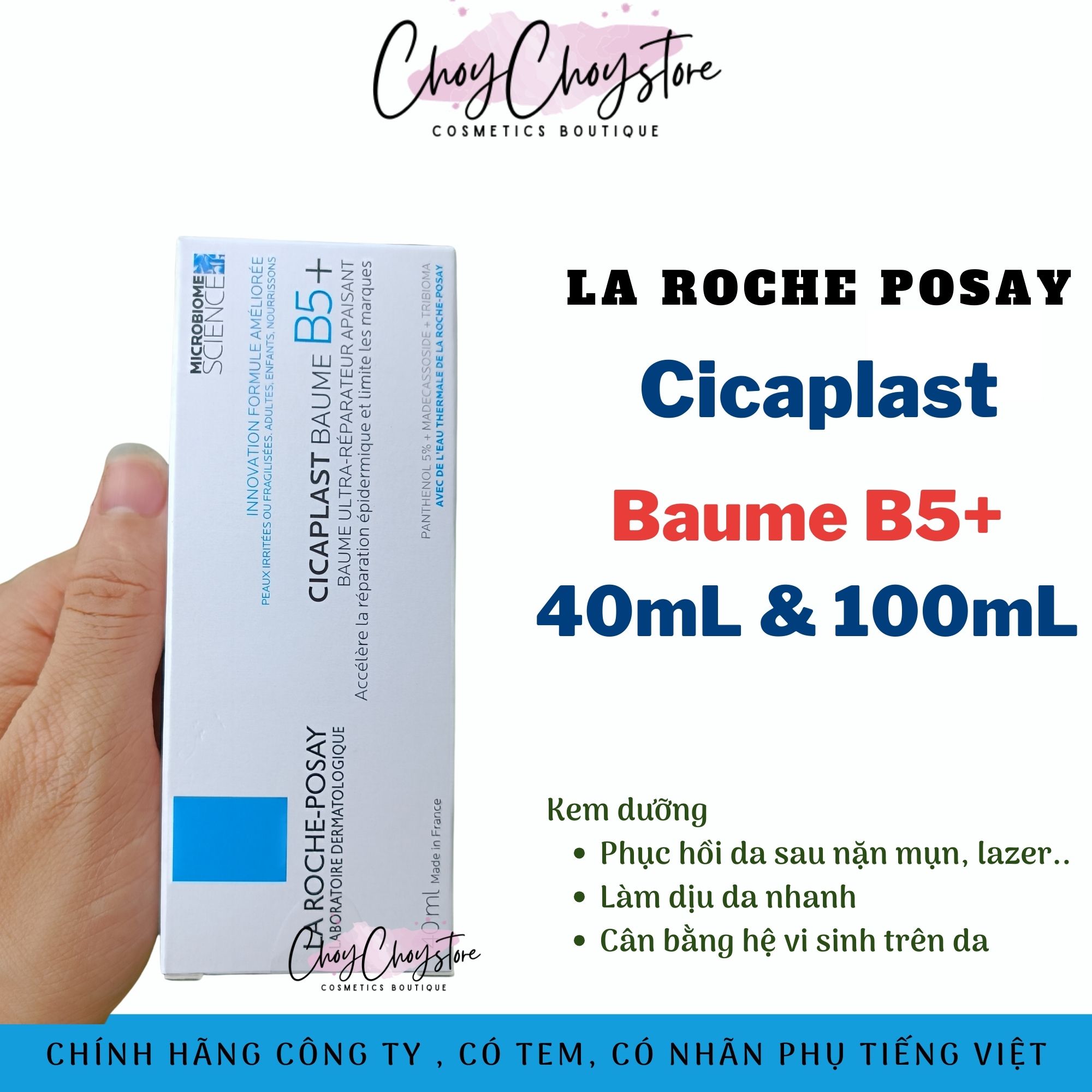 Kem Dưỡng La Roche Posay Cicaplast Baume B5 + 40mL & 100mL Giúp Phục Hồi Da, Cân Bằng Hệ Vi Sinh và Độ Ẩm