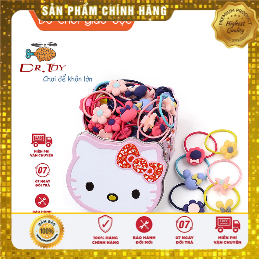[ HÀNG TỐT ] 40 Dây buộc tóc kèm hộp Hello Kitty - chất liệu chun mềm, co giãn tốt không đau tóc bé, Set 40 dây buộc tóc dây chun nịt cột tóc nữ Hàn Quốc dễ thương cho bé gái nhiều mẫu
