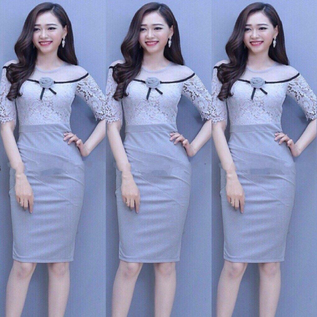 ĐẦM ÔM HOA HỒNG REN NỮ TÍNH TPD