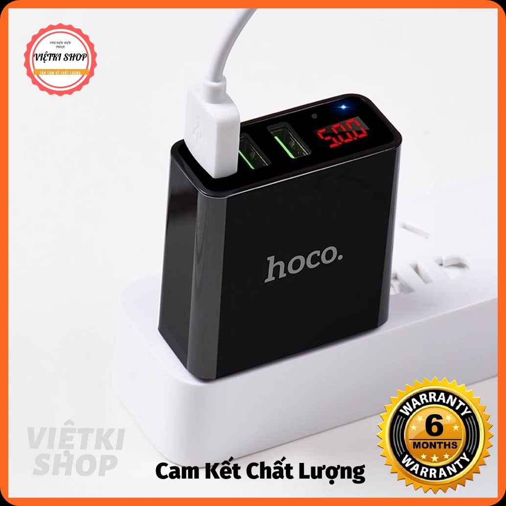 Củ sạc Hoco 3 cổng C15 sạc nhanh 3.0A có đèn Led báo sạc