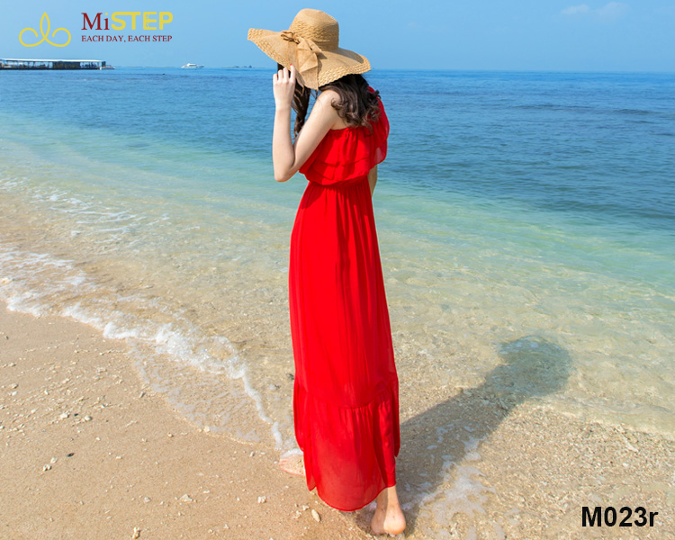 Đầm Maxi Lệch Vai Đi Biển Cho Người Béo