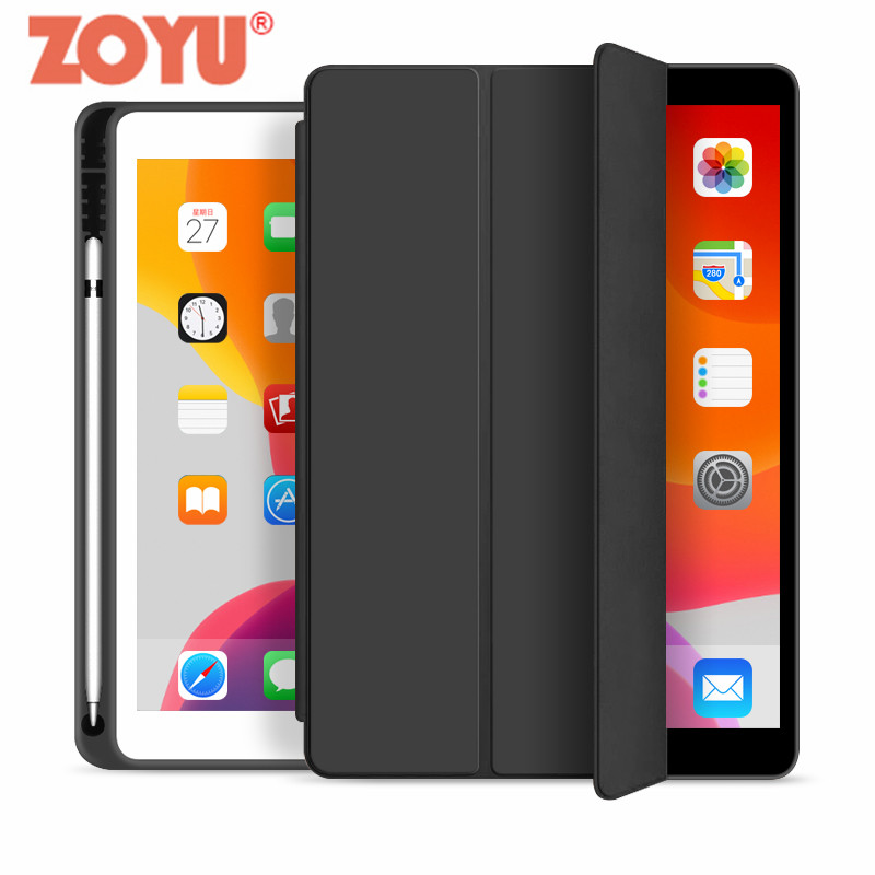 Zyu iPad Case for iPad 5 th generation iPad Mini 5 iPad 2022 M2 Pro 11 2020 2021 case soft silicone TPU skin cover pen tray case with built-in function iPad sleep/auto wake up cover
