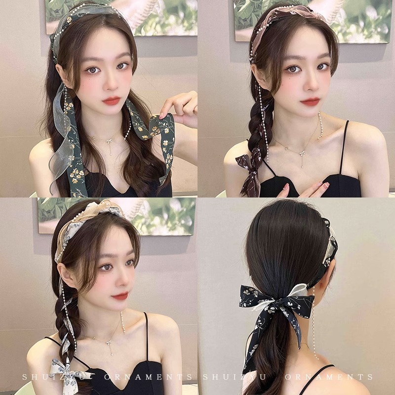 Dây Cột Tóc Đính Ngọc Trai Phong Cách Hàn Quốc