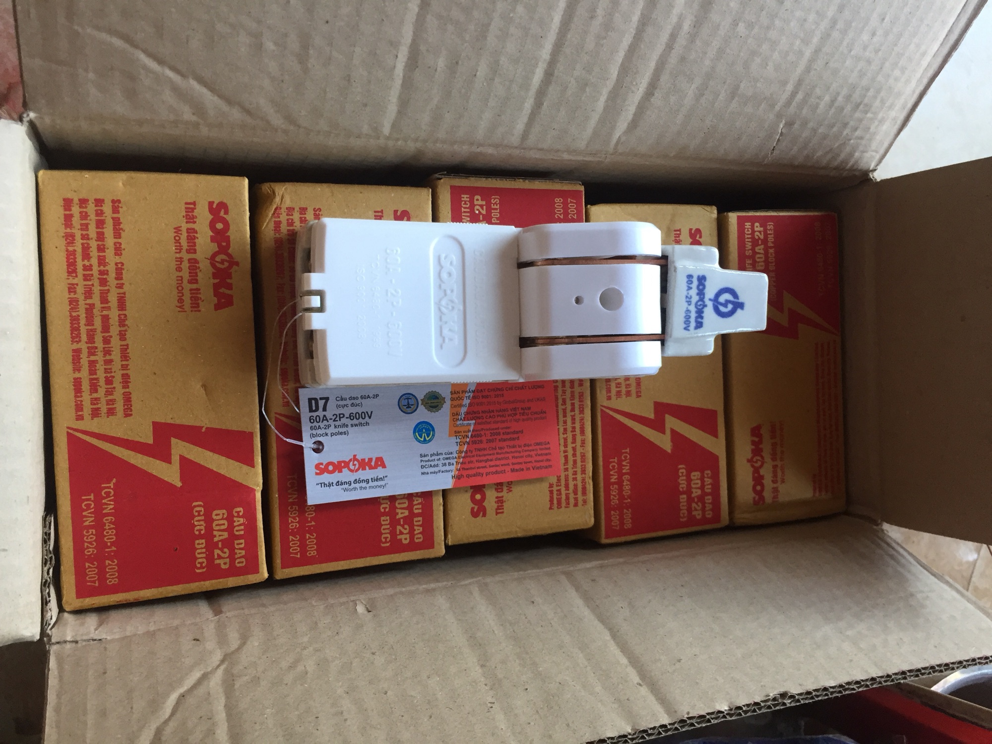 Cầu dao điện 60A-2P-600V Sopoka